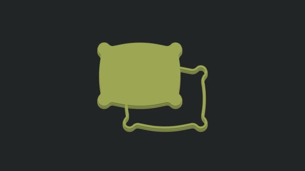 Ícone Travesseiro Retangular Verde Isolado Fundo Preto Sinal Almofada Animação — Vídeo de Stock