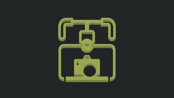 Green Gimbal Stabilizátor Ikonou Dslr Kamery Izolované Černém Pozadí Grafická — Stock video