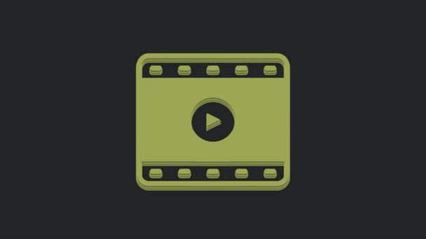 黒の背景に隔離された緑の再生ビデオアイコン フィルムストリップサイン 4Kビデオモーショングラフィックアニメーション — ストック動画