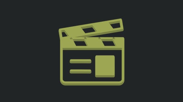 Εικονίδιο Clapper Green Movie Απομονωμένο Μαύρο Φόντο Σκακιέρα Για Ταινίες — Αρχείο Βίντεο