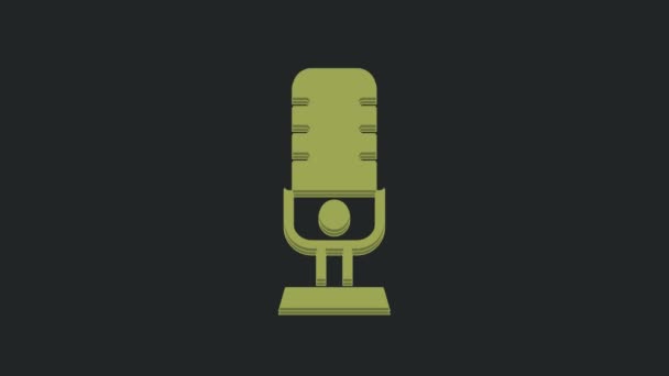 Зеленый Значок Микрофона Выделен Черном Фоне Радиомикрофоне Знак Оратора Видеографическая — стоковое видео