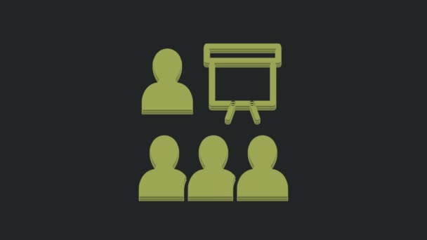 绿色训练 演示图标隔离在黑色背景 4K视频运动图形动画 — 图库视频影像
