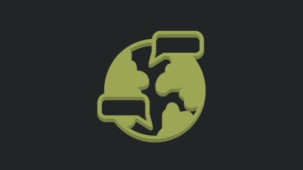 Иконка Green Worldwide Выделена Черном Фоне Пин Глобусе Видеографическая Анимация — стоковое видео