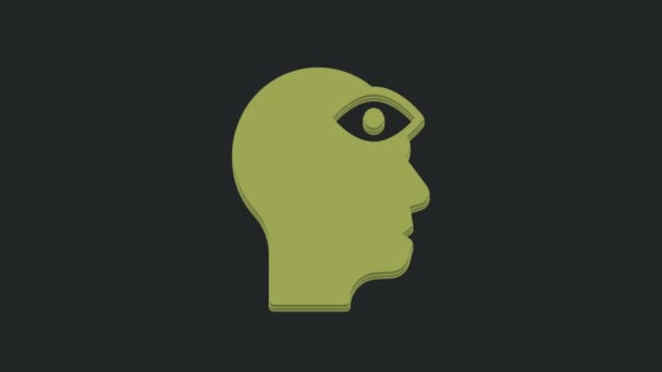 Зелений Чоловік Іконою Третього Ока Ізольовано Чорному Тлі Поняття Медитації — стокове відео