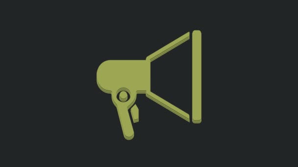 Иконка Зеленого Мегафона Выделена Черном Фоне Знак Оратора Видеографическая Анимация — стоковое видео