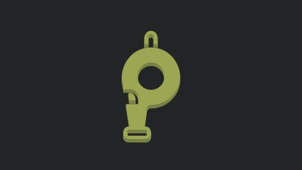 Green Whistle Symbol Isoliert Auf Schwarzem Hintergrund Schiedsrichter Symbol Fitness — Stockvideo
