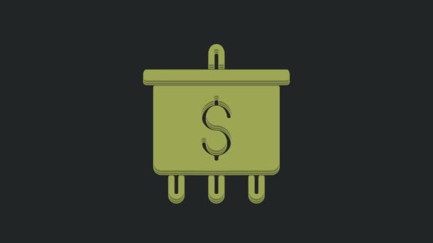 绿色目标 与美元符号图标隔离在黑色背景 投资目标 成功的商业概念 现金或货币标志 4K视频运动图形动画 — 图库视频影像