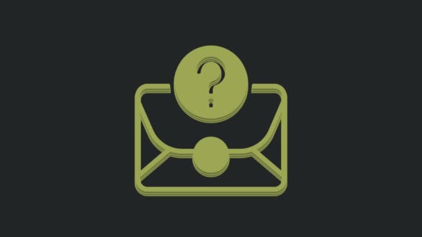 Πράσινος Φάκελος Εικονίδιο Ερωτηματικού Που Απομονώνεται Μαύρο Φόντο Γράμμα Ερωτηματικό — Αρχείο Βίντεο