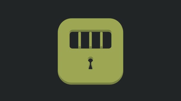 Двері Зеленої Камери Іконою Радіаційного Скла Ізольовані Чорному Тлі Відеографічна — стокове відео