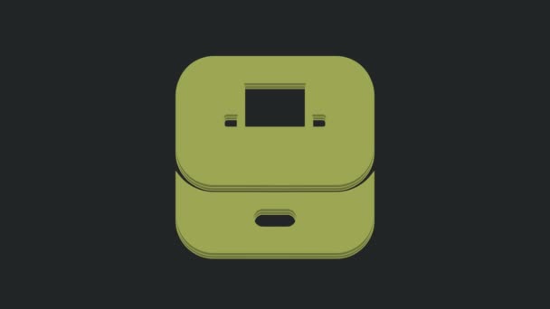 Зелена Голосова Коробка Або Коробка Голосування Піктограмою Конверта Ізольовані Чорному — стокове відео