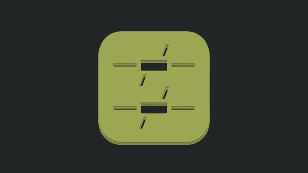 黒の背景に隔離された緑の有刺鉄線アイコン 4Kビデオモーショングラフィックアニメーション — ストック動画