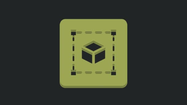 緑色の幾何学的図形黒色の背景に孤立した立方体アイコン 抽象的な形 幾何学的装飾 4Kビデオモーショングラフィックアニメーション — ストック動画