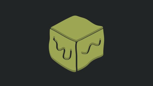 Ícone Cubo Isométrico Verde Isolado Fundo Preto Cubos Geométricos Ícone — Vídeo de Stock