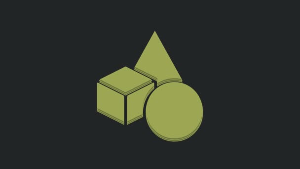 Green Basic Geometrische Formen Symbol Isoliert Auf Schwarzem Hintergrund Video — Stockvideo