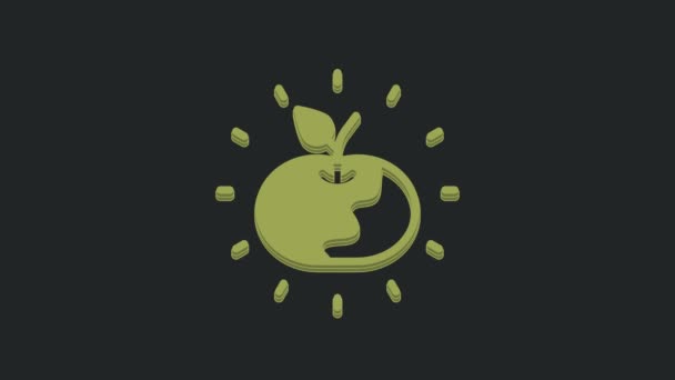 Green Poison Apple Icon Isolated Black Background Poisoned Witch Apple — Stock Video