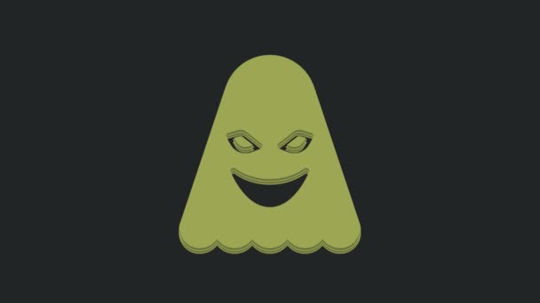 Иконка Green Ghost Выделена Черном Фоне Видеографическая Анимация — стоковое видео