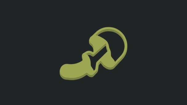 在黑色背景上分离的绿色果蝇属蘑菇图标 迷幻的幻觉 4K视频运动图形动画 — 图库视频影像