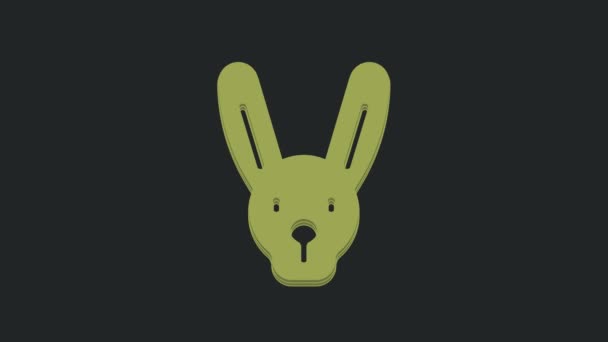 Conejo Verde Con Orejas Icono Aislado Sobre Fondo Negro Truco — Vídeos de Stock