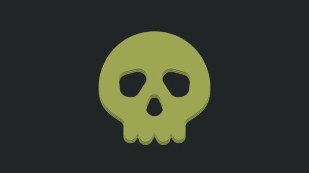 Green Skull Icon Isolated Black Background Happy Halloween Party Video — Stock Video