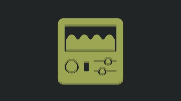 Зеленый Значок Машины Drum Выделен Черном Фоне Музыкальное Оборудование Видеографическая — стоковое видео