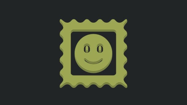 Green Lsd Acid Mark Icon Isolated Black Background Acid Narcotic — Stock Video