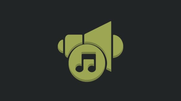 Зелений Гучність Динаміка Звуковий Звук Піктограма Медіа Музики Ізольовані Чорному — стокове відео