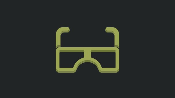 绿色眼镜图标隔离在黑色背景 眼镜镜框符号 4K视频运动图形动画 — 图库视频影像