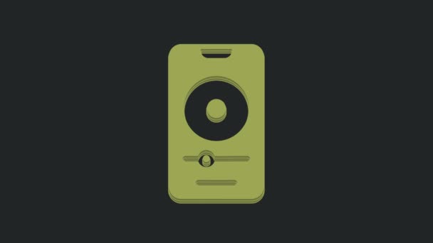 Icona Del Lettore Musicale Verde Isolato Sfondo Nero Dispositivo Musicale — Video Stock