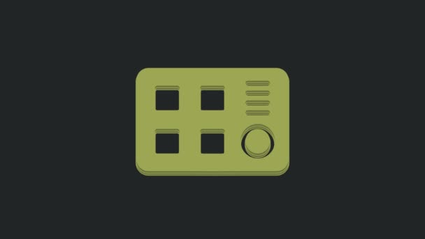 Zielona Ikona Automatu Perkusyjnego Izolowana Czarnym Tle Sprzęt Muzyczny Animacja — Wideo stockowe