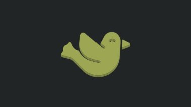Yeşil Güvercin simgesi siyah arkaplanda izole edildi. 4K Video hareketli grafik canlandırması.