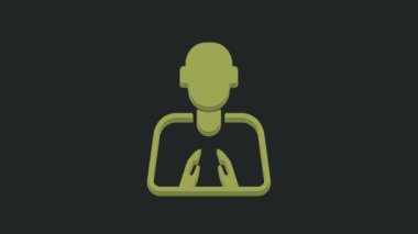 Yeşil Eller dua pozisyonunda siyah arkaplanda izole edilmiş bir simge. Tanrı 'ya inanç ve umutla dua edin. 4K Video hareketli grafik canlandırması.