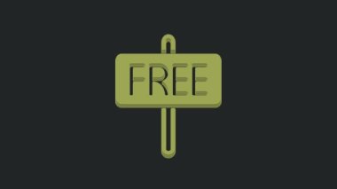 Siyah arkaplanda Green Free simgesi izole edildi. 4K Video hareketli grafik canlandırması.
