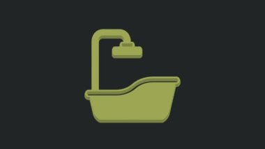 Siyah arkaplanda yeşil küvet simgesi var. 4K Video hareketli grafik canlandırması.