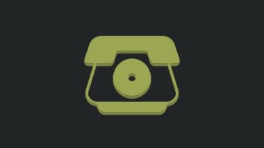 Yeşil Telefon ahizesi simgesi siyah arkaplanda izole edildi. Telefon işareti. 4K Video hareketli grafik canlandırması.