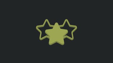 Yeşil 5 yıldızlı ürün değerlendirme simgesi siyah arkaplanda izole edildi. Favori, en iyi derecelendirme, ödül sembolü. 4K Video hareketli grafik canlandırması.