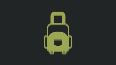 Seyahat simgesi için yeşil bavul siyah arkaplanda izole edildi. Seyahat bagaj tabelası. Seyahat bagaj ikonu. 4K Video hareketli grafik canlandırması.