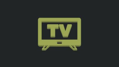 Yeşil Akıllı TV simgesi siyah arkaplanda izole edildi. Televizyon tabelası. 4K Video hareketli grafik canlandırması.