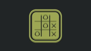 Green Tic tac parmak oyunu simgesi siyah arkaplanda izole edildi. 4K Video hareketli grafik canlandırması.