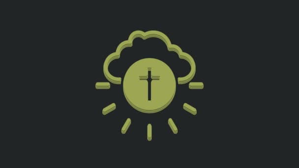 Зелений Релігійний Хрест Колі Ізольований Чорному Тлі Божа Любов Католицький — стокове відео