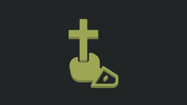 Green Christian Σταυρό Εικόνα Απομονώνονται Μαύρο Φόντο Σταυρός Εκκλησίας Γραφική — Αρχείο Βίντεο