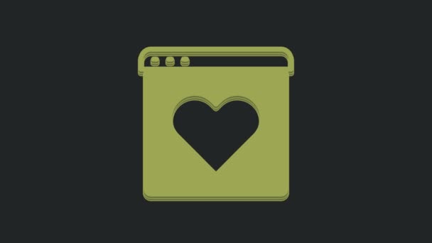 Green Dating App Online Bärbar Dator Koncept Ikon Isolerad Svart — Stockvideo