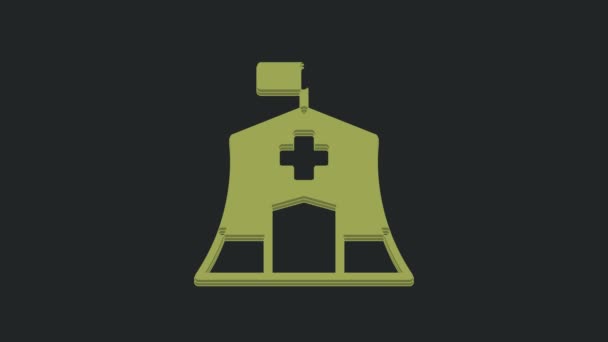 Siyah Arka Planda Yeşil Acil Durum Tıbbi Çadır Ikonu Var — Stok video