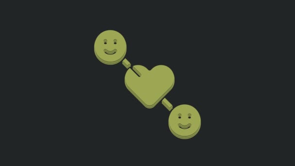 Green Romantic Relationship Icon Isolated Black Background Romantic Relationship Pleasant — Stock Video