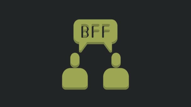 Green Bff Best Friends Forever Icon Isolated Black Background Video — Stock Video