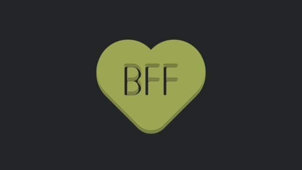 Green Bff Best Friends Forever Icon Isolated Black Background Video — Stock Video