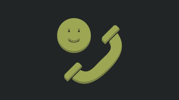 Зелений Вхідний Дзвінок Піктограмі Мобільного Телефону Ізольовано Чорному Фоні Друзі — стокове відео
