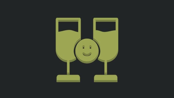 Green Friends Bea Alcool Icon Izolat Fundal Negru Animație Grafică — Videoclip de stoc