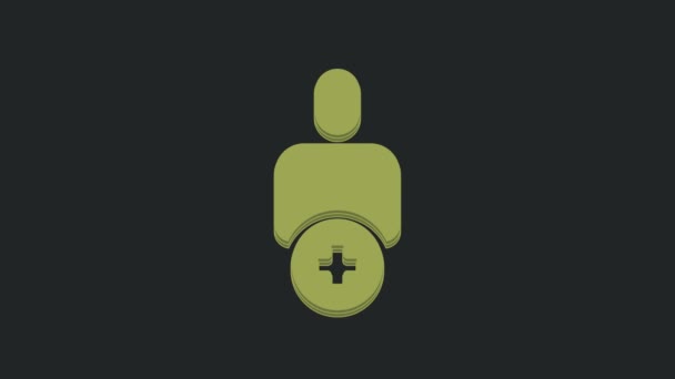 Green Add Friend Icon Isolated Black Background Grafická Animace Pohybu — Stock video