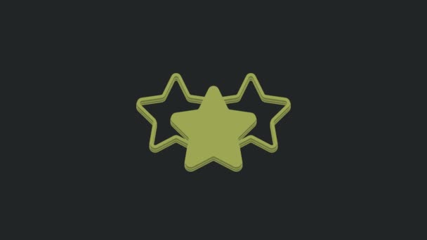 Green Five Estrelas Ícone Avaliação Produto Cliente Isolado Fundo Preto — Vídeo de Stock