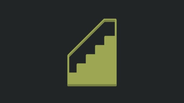黒の背景に隔離された緑の階段のアイコン 4Kビデオモーショングラフィックアニメーション — ストック動画